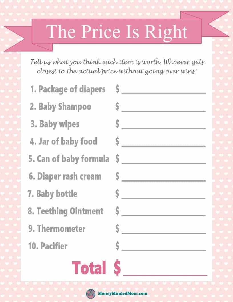 Price Is Right Baby Shower Game With Free Printables 