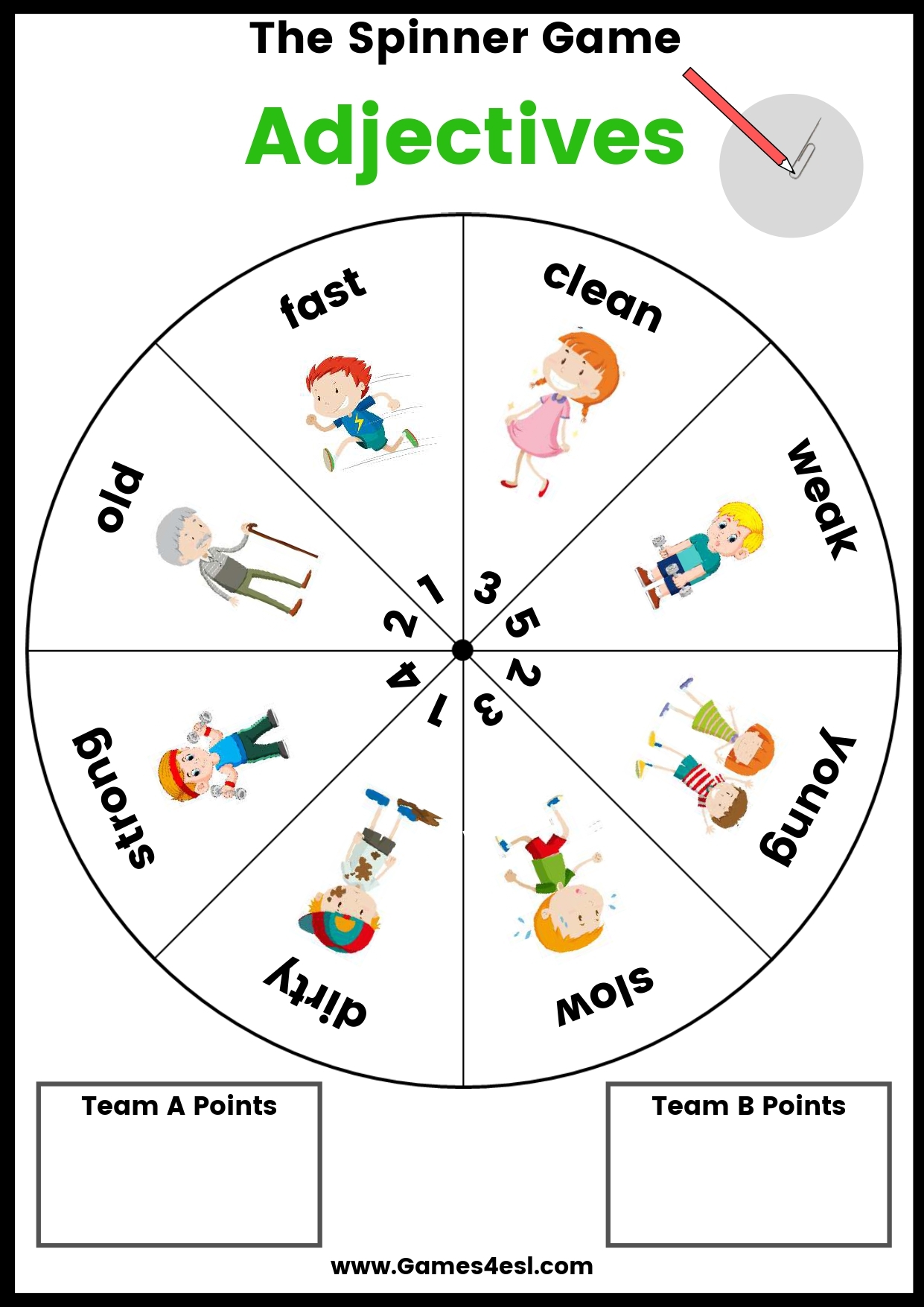 Printable Adjective Board Games Games4esl