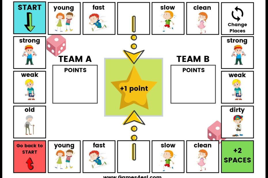 Printable Adjective Board Games Games4esl