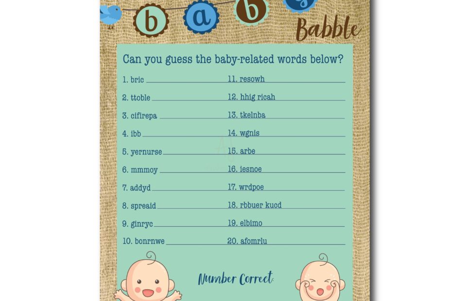 Printable Baby Babble Baby Shower Games AJ Designs