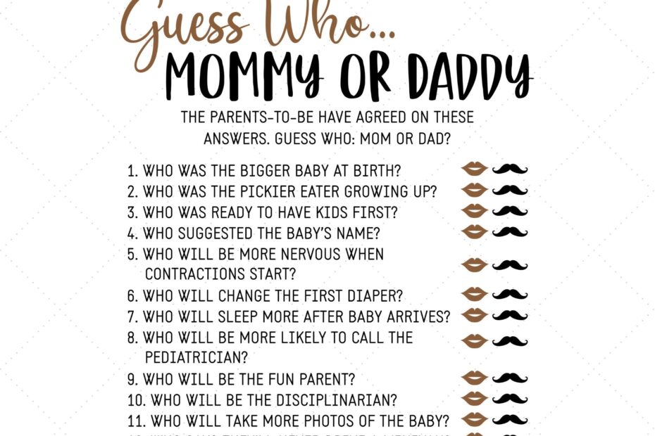 Printable Baby Game Mommy Or Daddy Mom Or Dad Game Guess Who