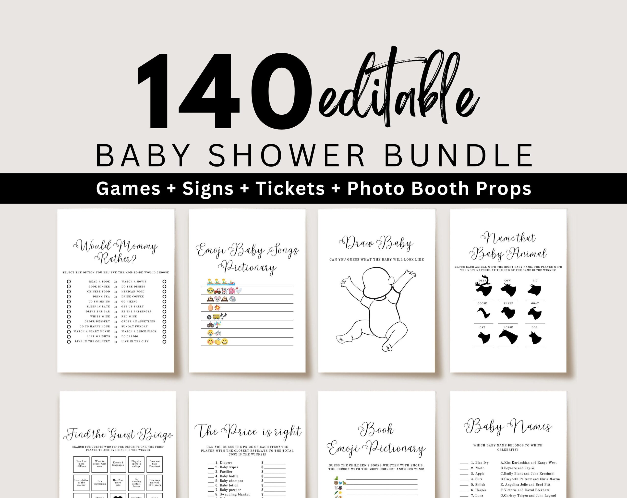 Printable Baby Shower Games Etsy