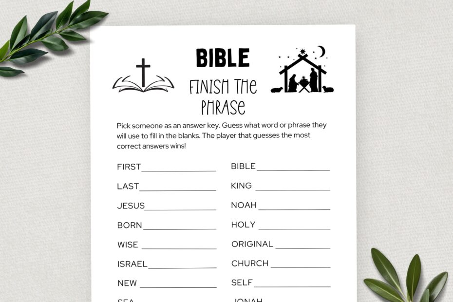 Printable Bible Finish The Phrase Bible Games Fun Christian
