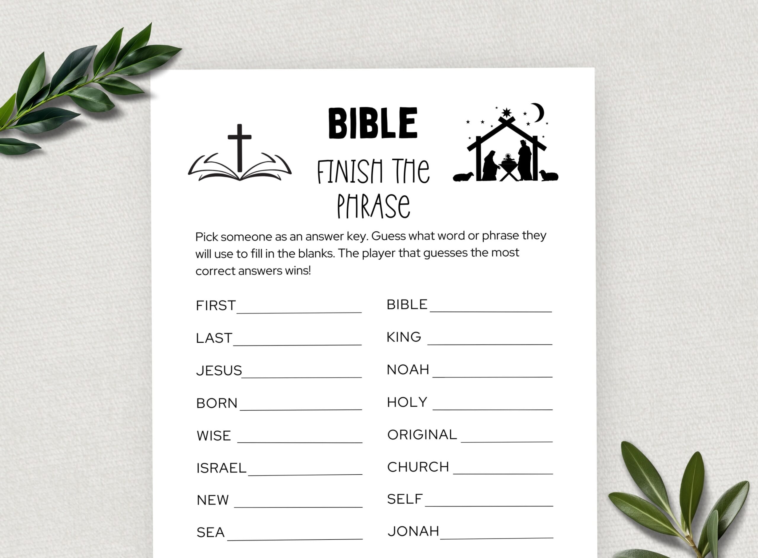 Printable Bible Finish The Phrase Bible Games Fun Christian Youth Group Game Sunday School Church Study Activity For Kids And Adults