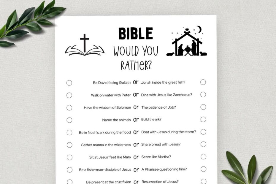 Printable Bible Would You Rather This Or That Bible Games Fun Christian Youth Group Game Sunday School Church Study Activity
