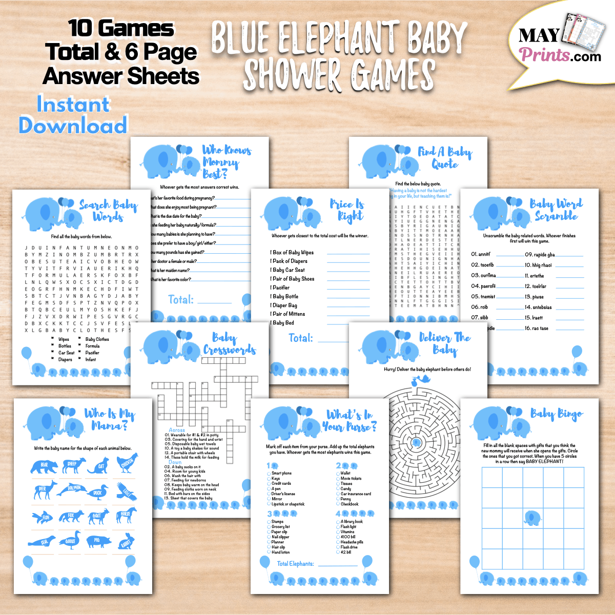free printable baby shower games blue