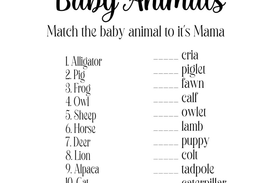 Printable Farm Animal Baby Shower Game Match Baby To It s Mama Baby Animals Farm Baby Shower Baby Shower Games Digital Download