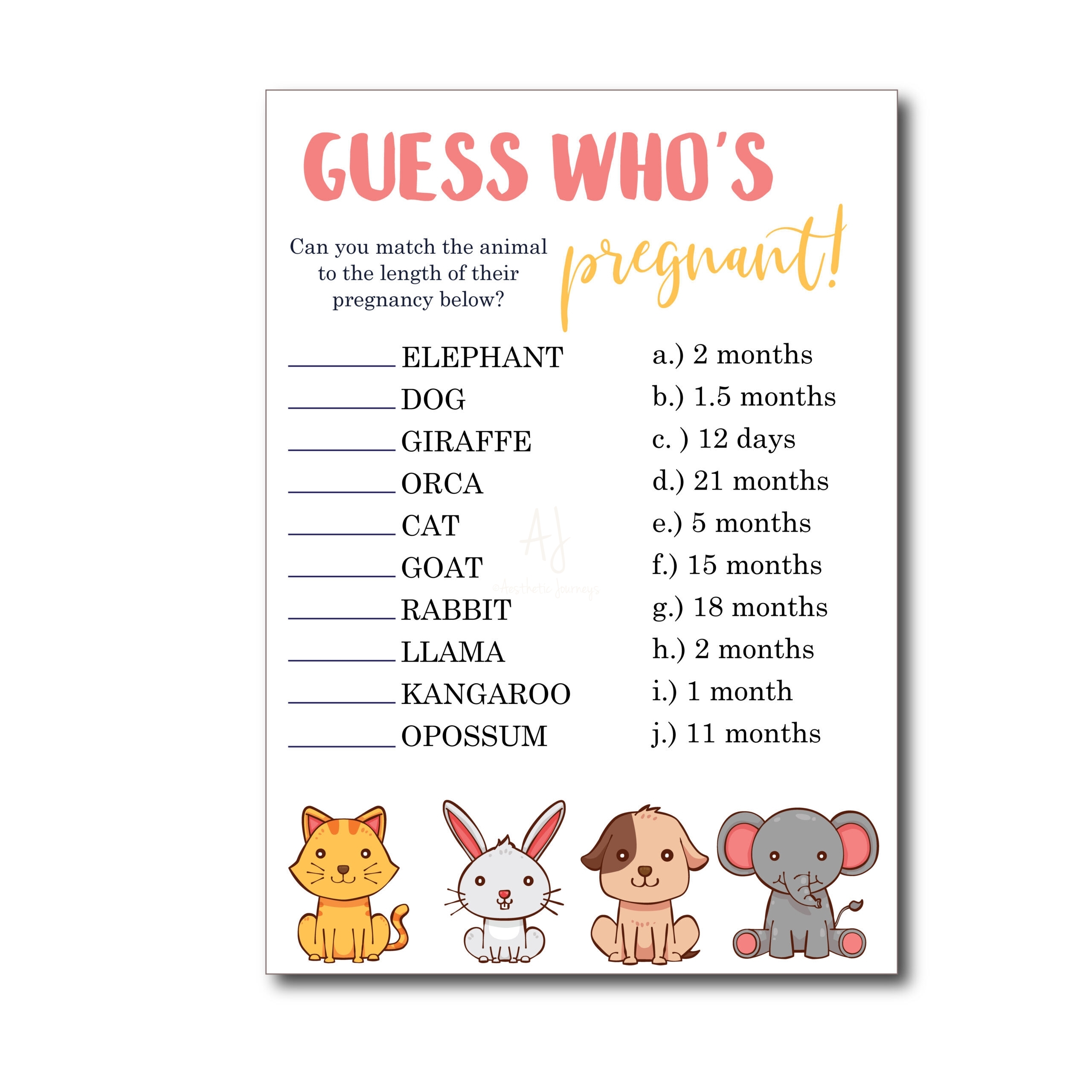 Printable Game For All Baby Shower Themes AJ Designs