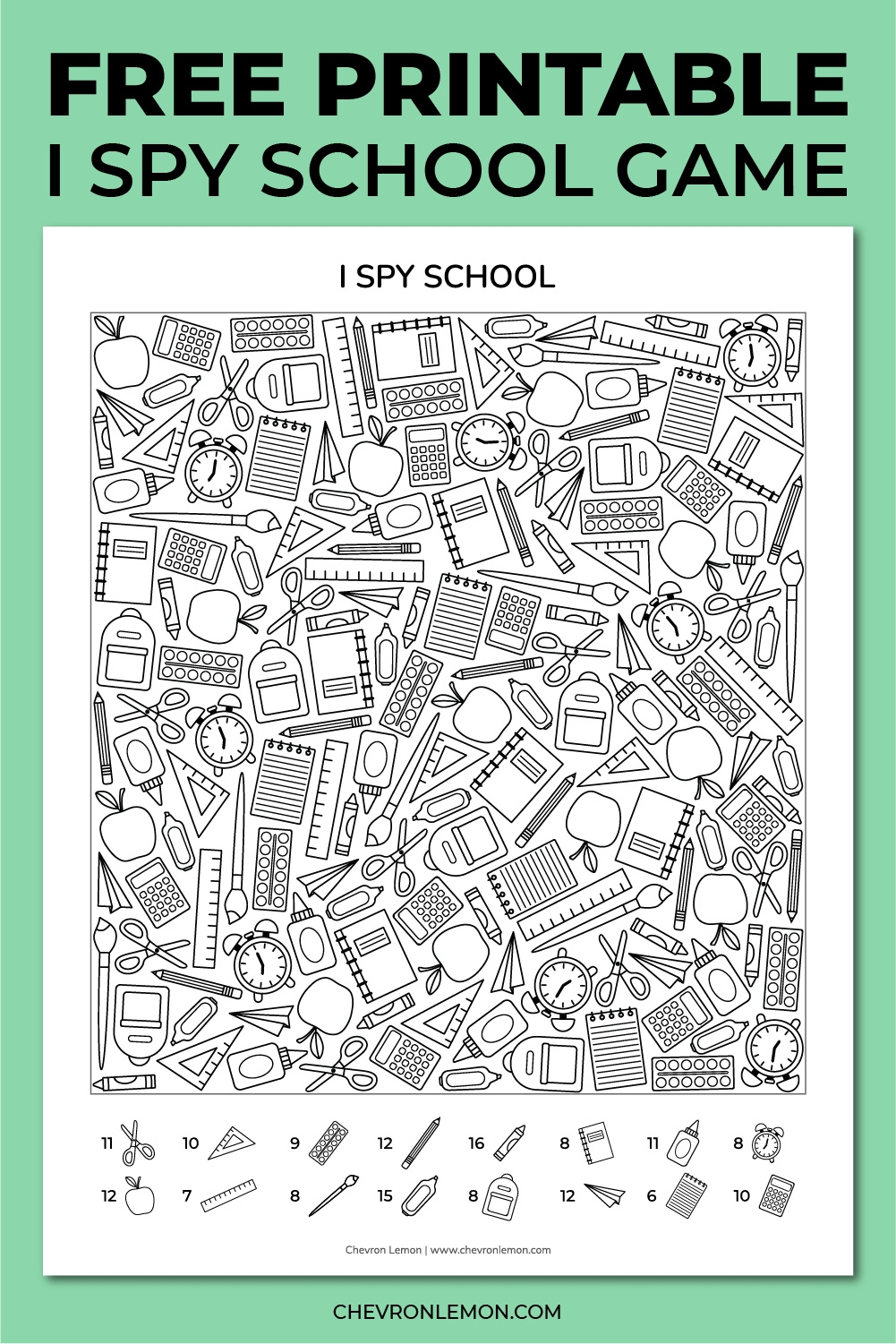 Printable I Spy School Chevron Lemon