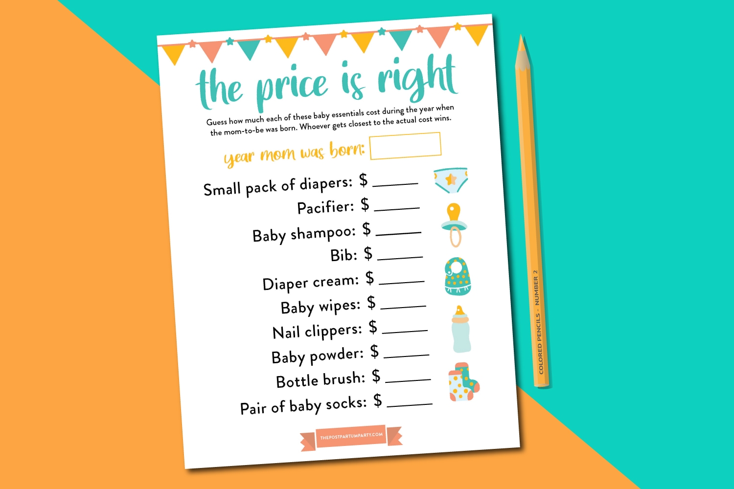 free printable baby shower game the price is right girl