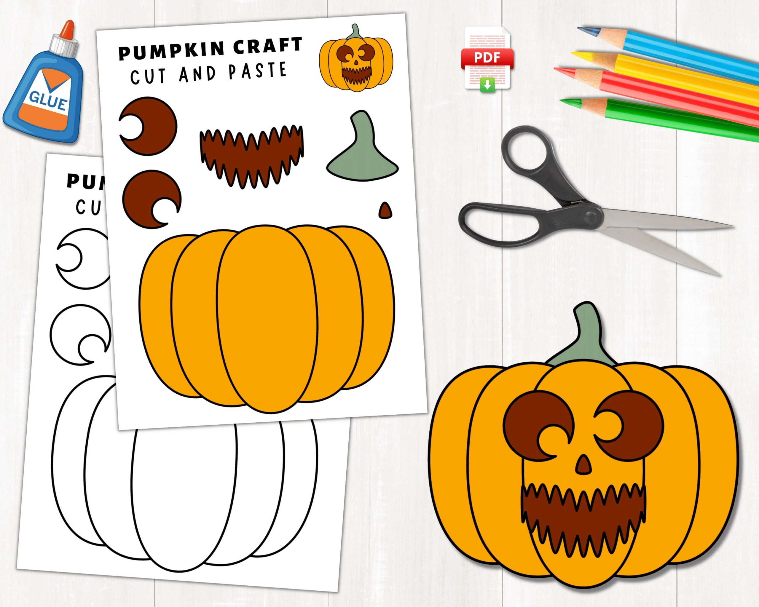 Printable Pumpkin Craft For Kids Halloween Activities Color 