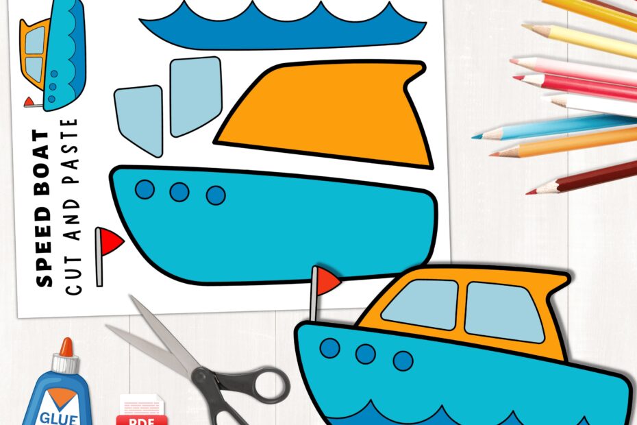 Printable Speedboat Craft Template Transportation Craft Color