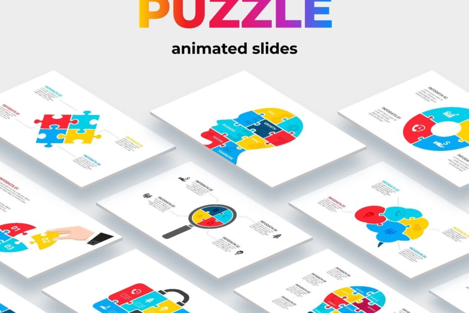 Puzzle Powerpoint Template Animated Infographic Slides Presentation For Google Slides Keynote Illustrator Or Photoshop 500 Icons Etsy