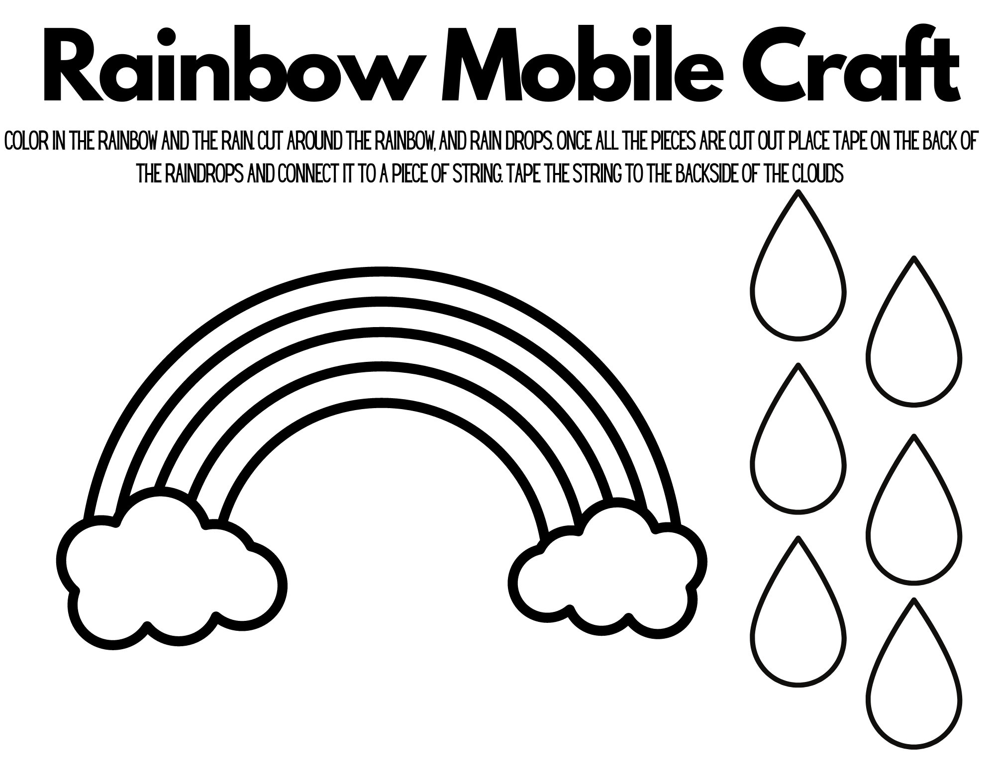 Rainbow Mobile Printable Craft Indoor Craft Color The Rainbow Homeschool Download At Home Art Project Preschool Activity Etsy