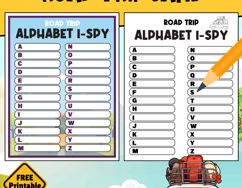 Road Trip Alphabet I Spy Game For Kids Printable