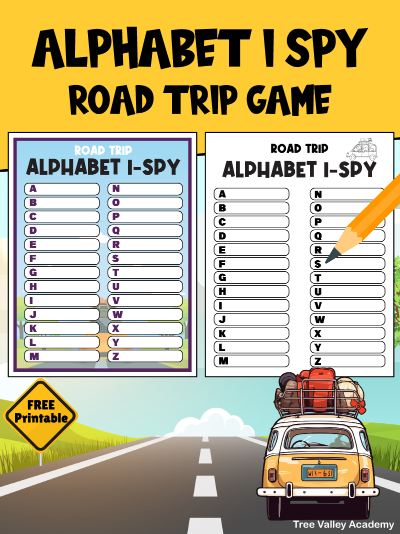 Road Trip Alphabet I Spy Game For Kids Printable