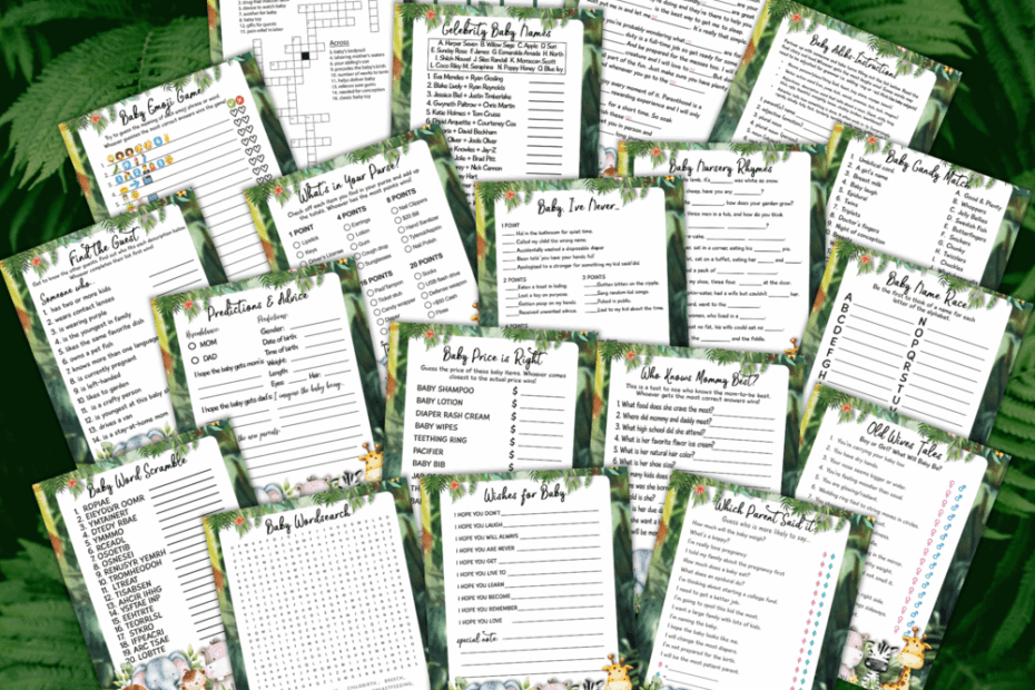 Safari Baby Shower Printable Games