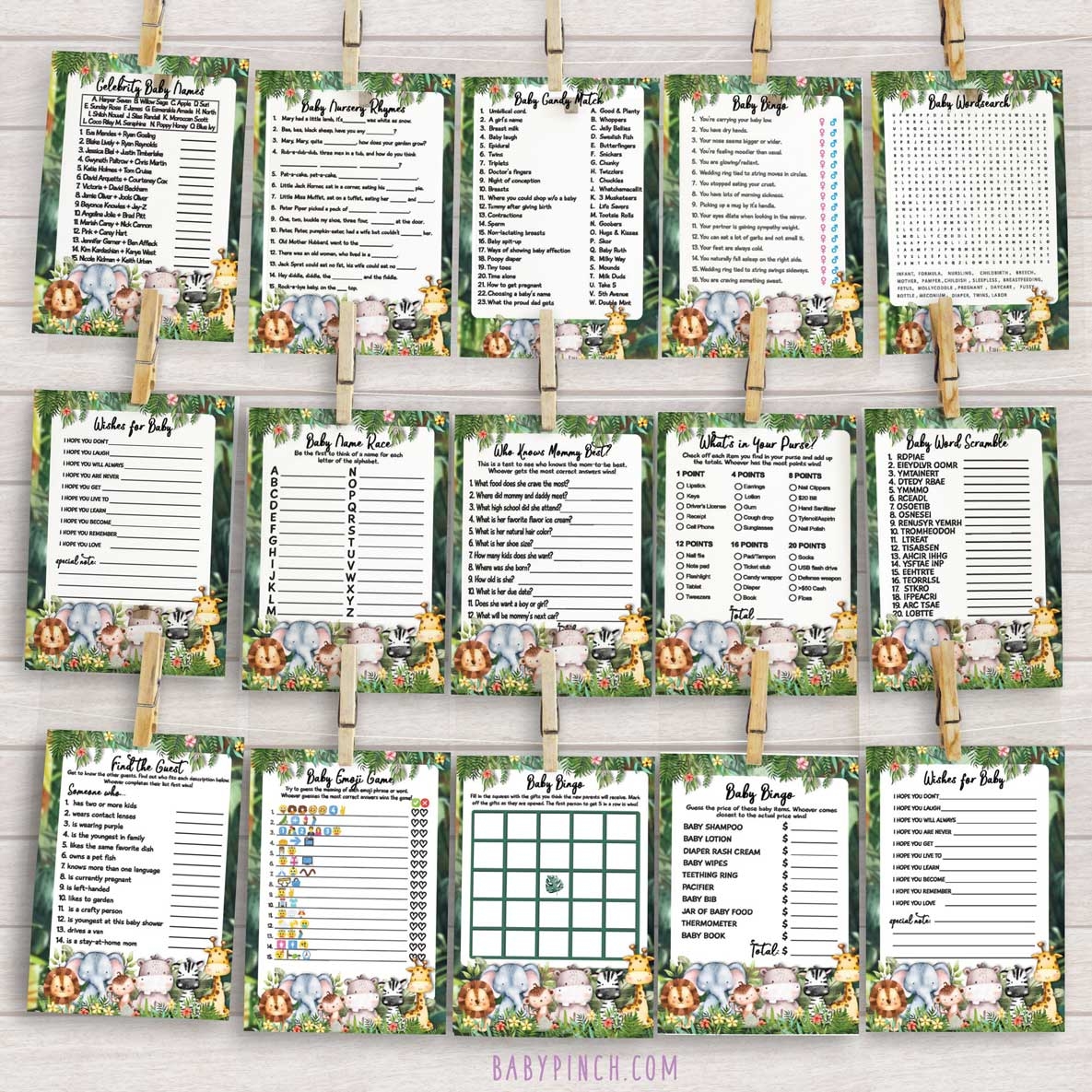 Safari Baby Shower Printable Games