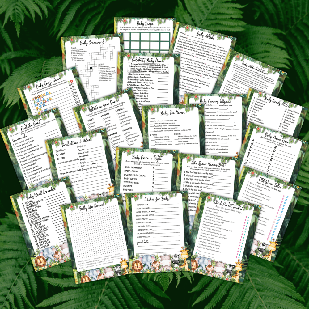 Safari Baby Shower Printable Games