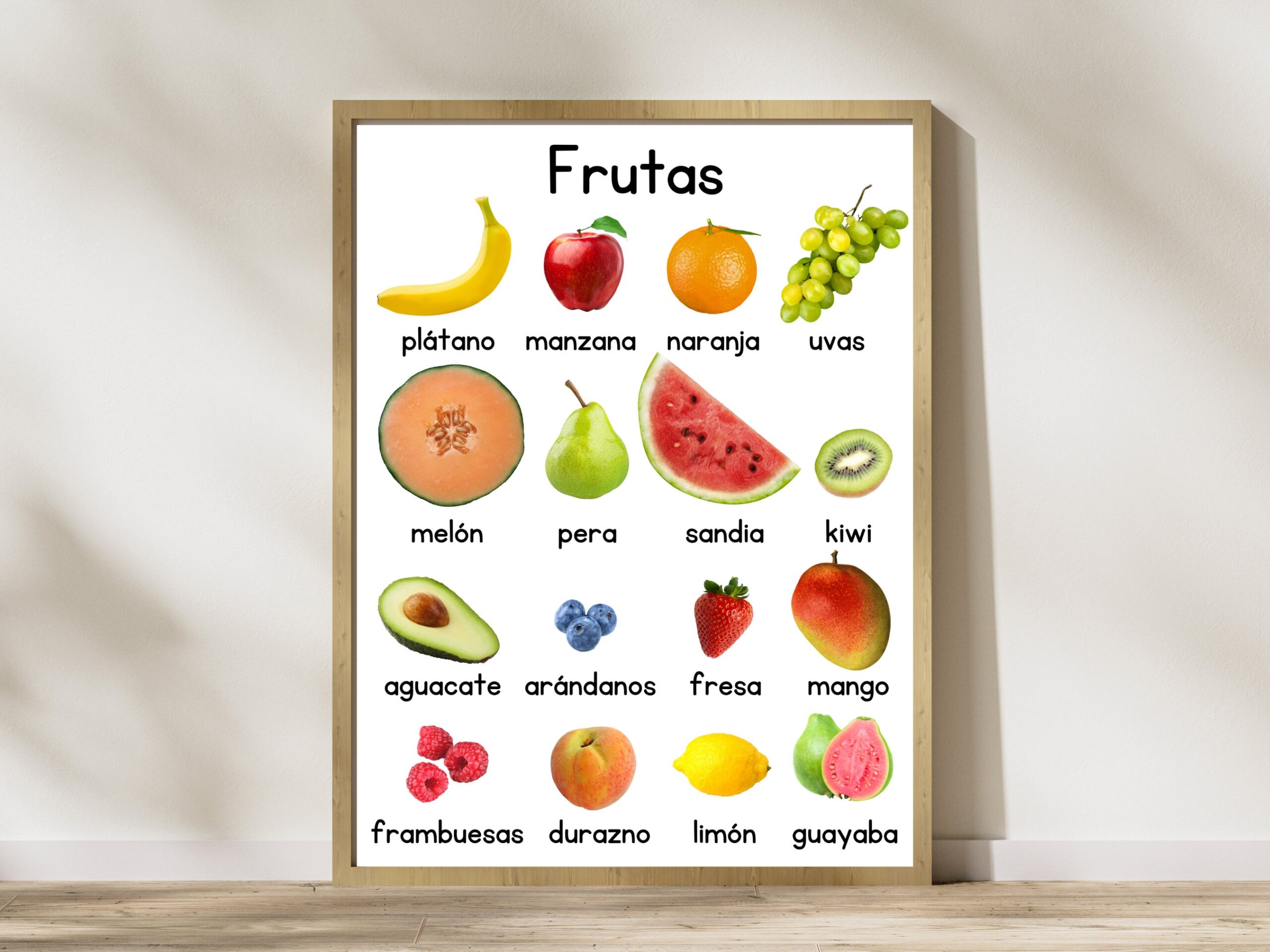 Spanish Educational Fruits Poster Food Montessori Bilingual Homeschool Spanish Montessori Spanish Fruits Digital Download Printable Etsy