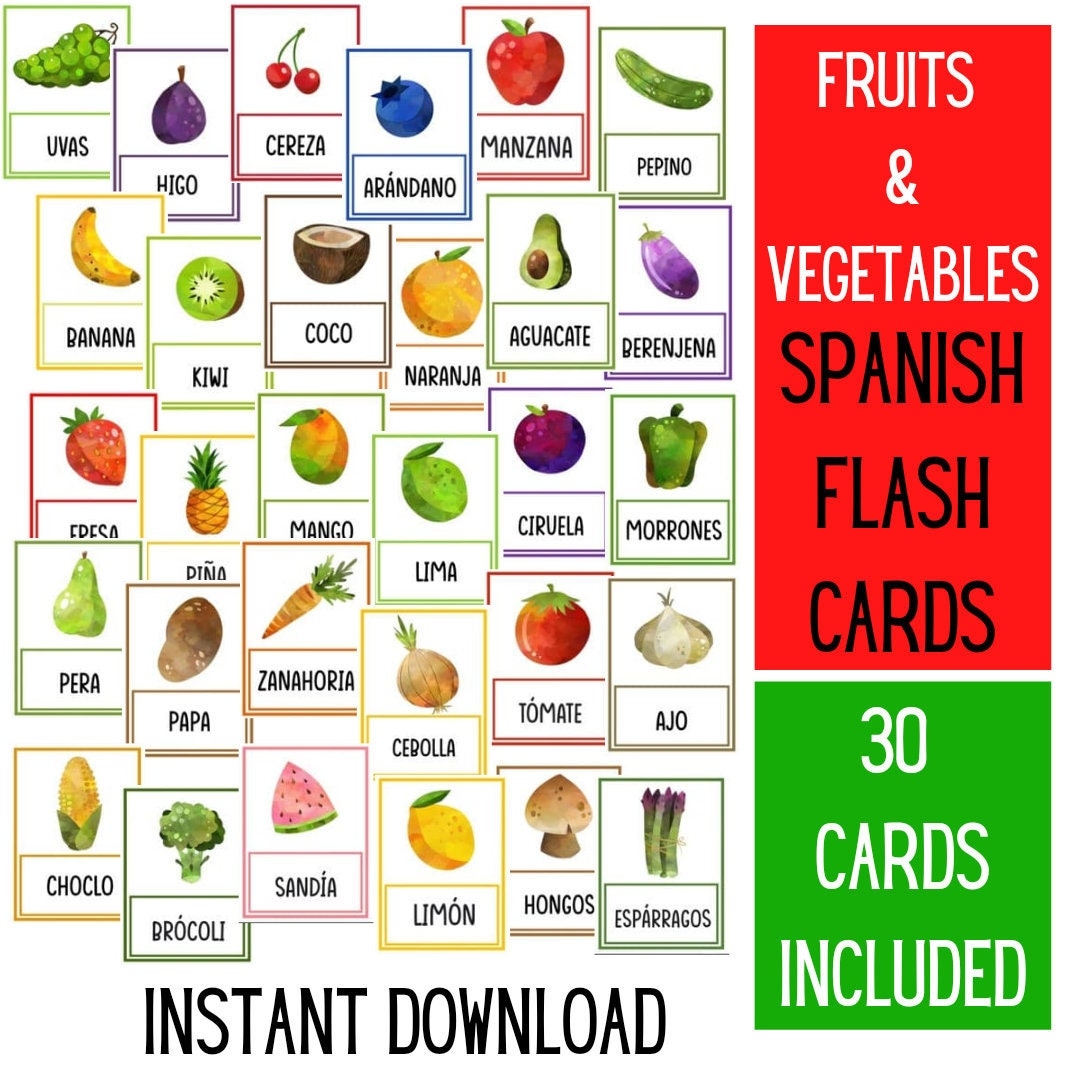 fruits and vegetables in spanish with pictures