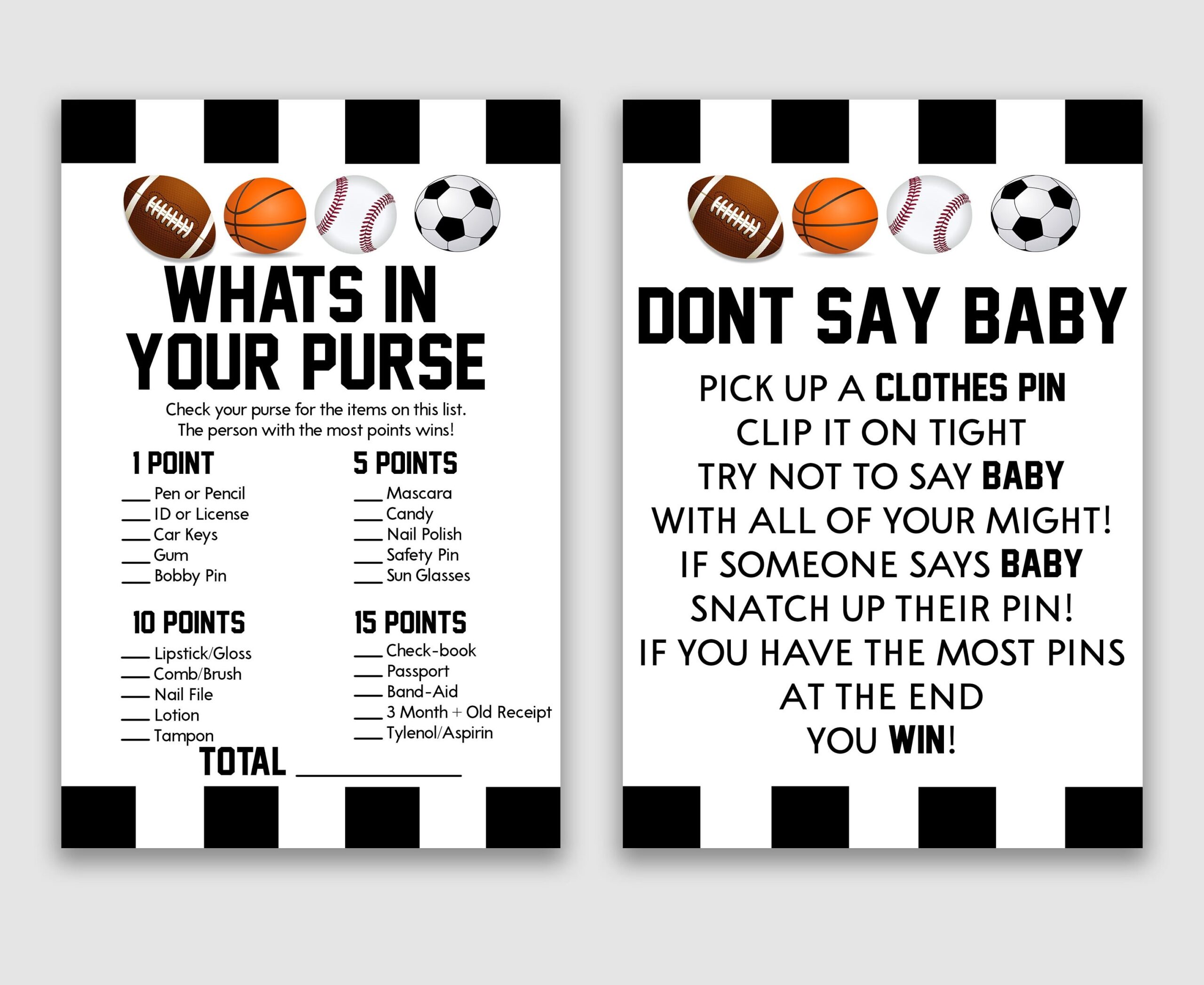 Sports Themed Baby Shower Game Pack Printable Baby Shower Games 