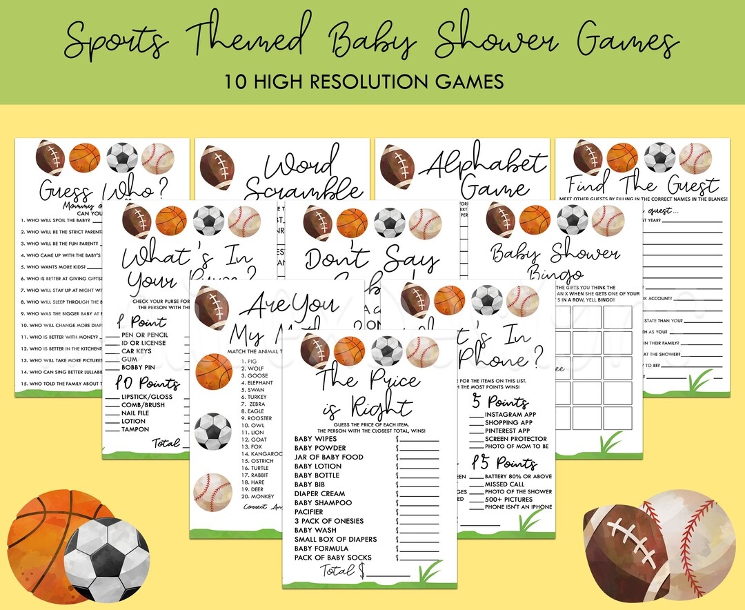 free printable baby shower gamed sports
