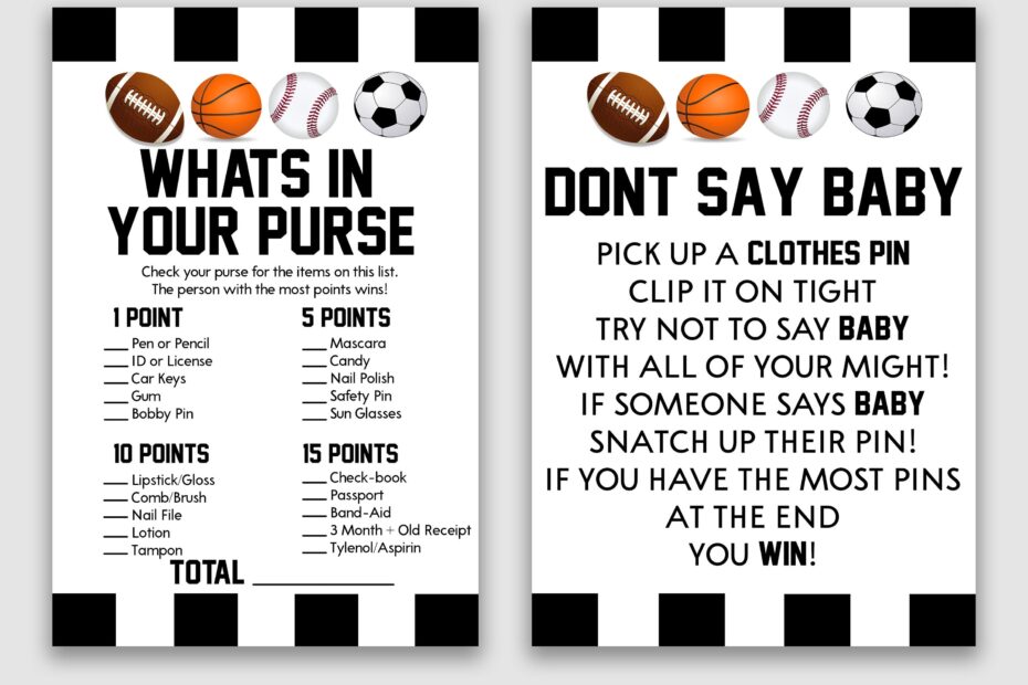 Sports Themed Baby Shower Game Pack Printable Baby Shower Games Games For Baby Shower Baby Shower Games Package Etsy