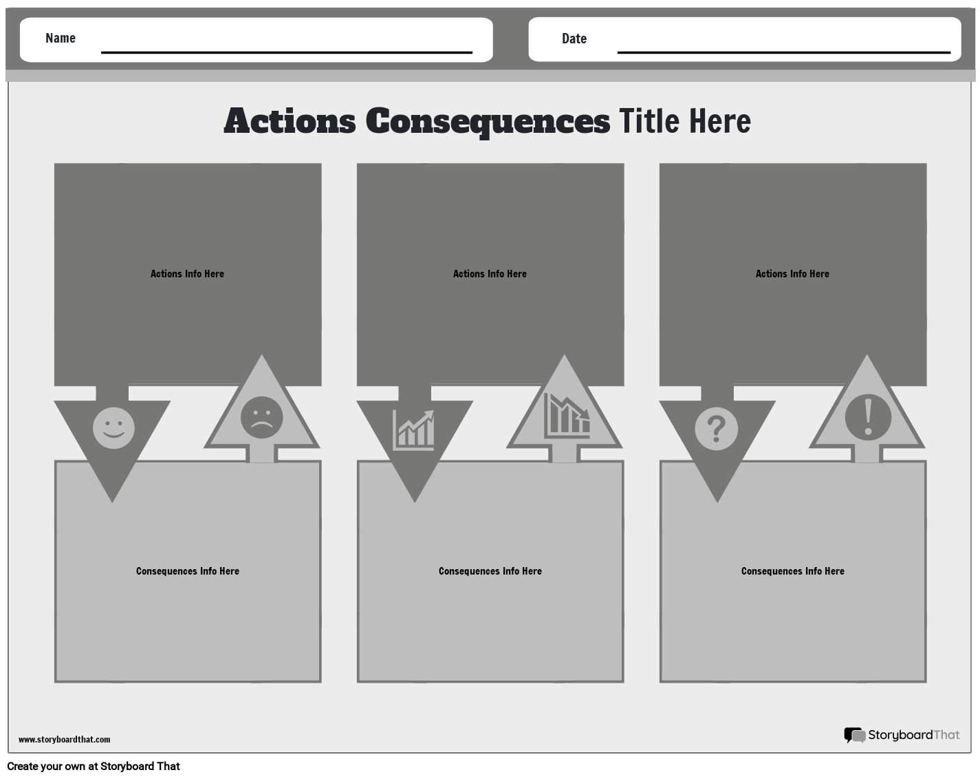 Storyboard That Free Actions U0026 Consequences Worksheets