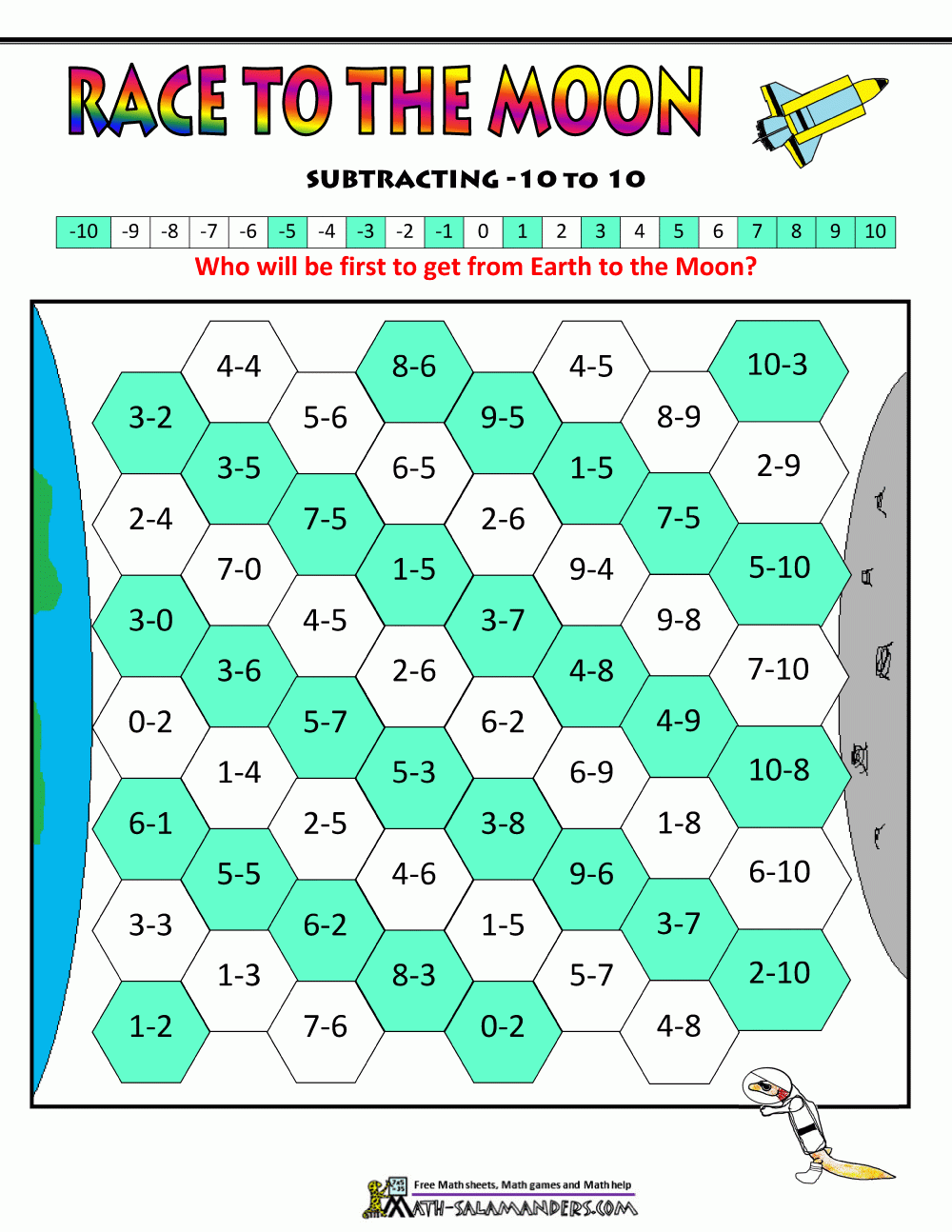free printable additon subtraction games printable