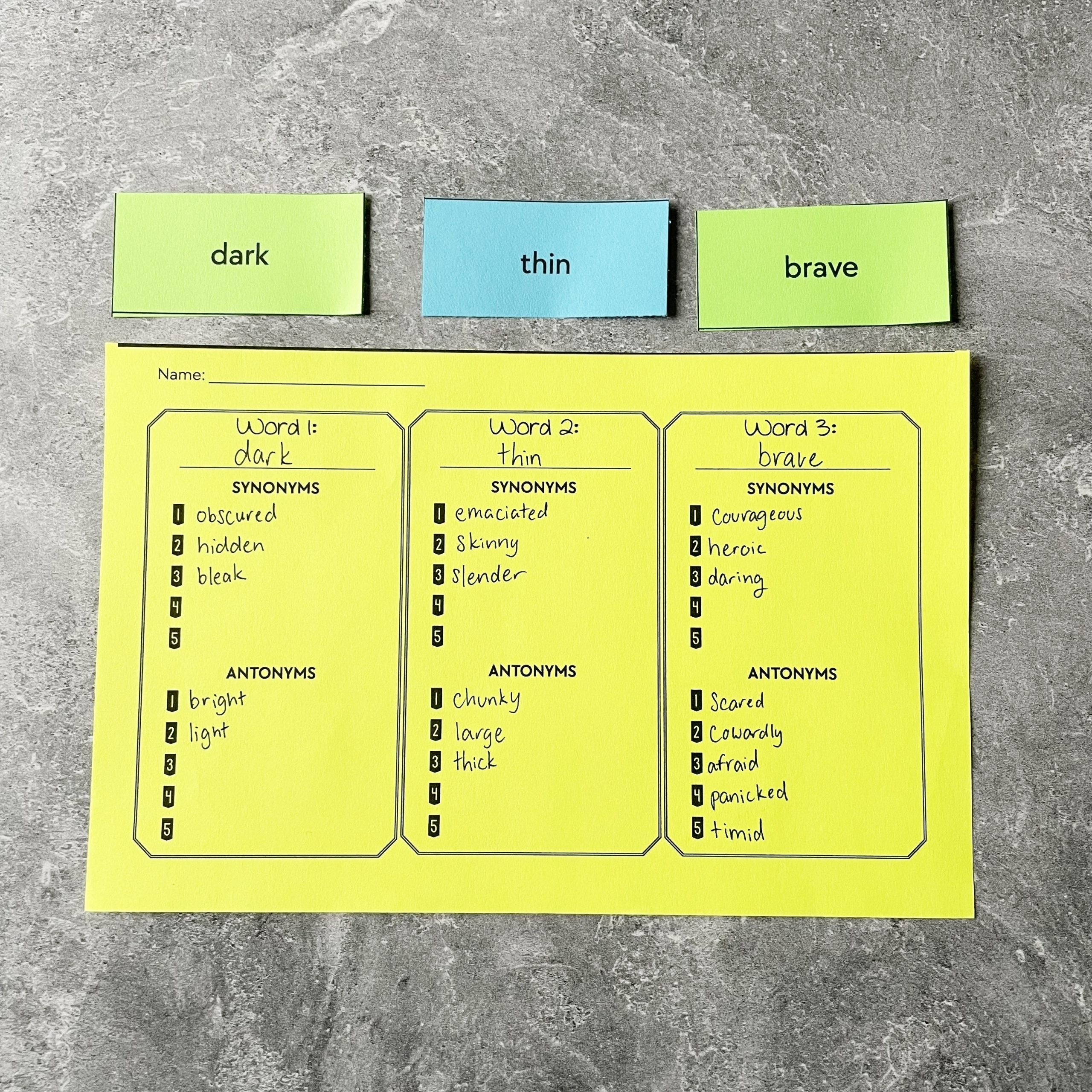 free printable antonym games