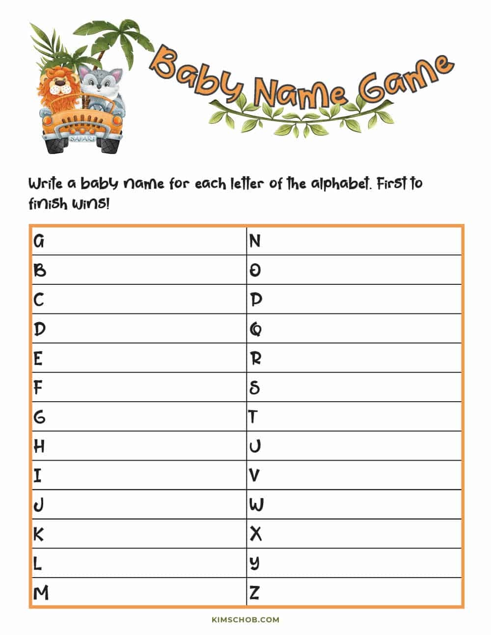 free printable baby reveal games
