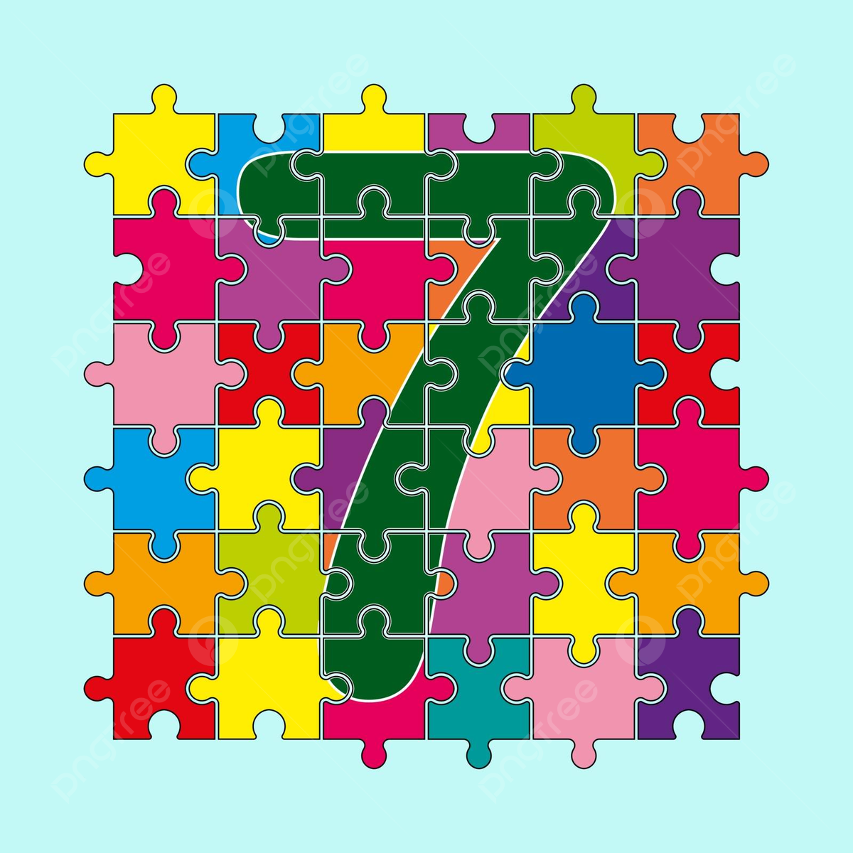 The Color Puzzle Pieces Form The Number 7 Vector Template Download On Pngtree