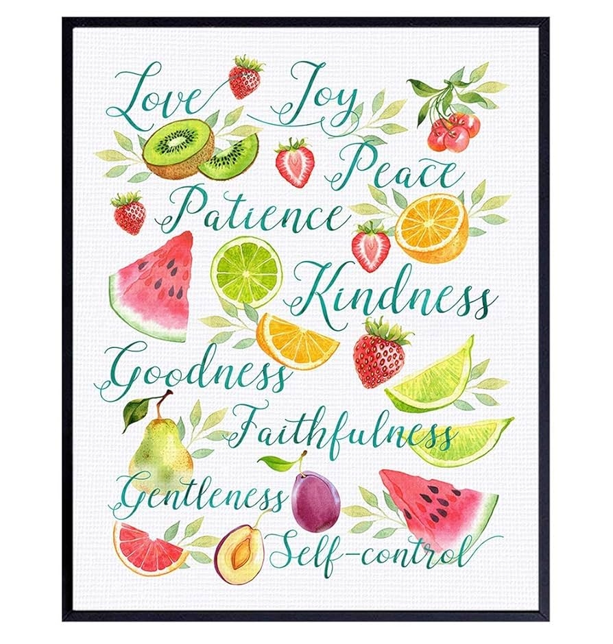 The Fruit Of The Spirit Fruit Wall Art Galatians Religious Kitchen Wall Decor Christian Art Cafe Decor Bible Verse Decoration Dining Room 