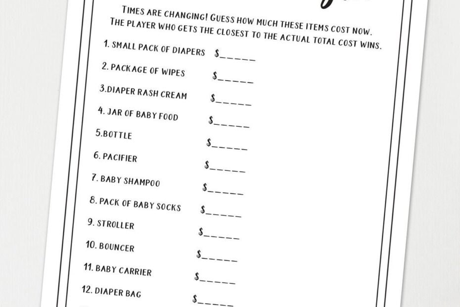 The Price Is Right Baby Shower Game Printable Unique Baby Shower
