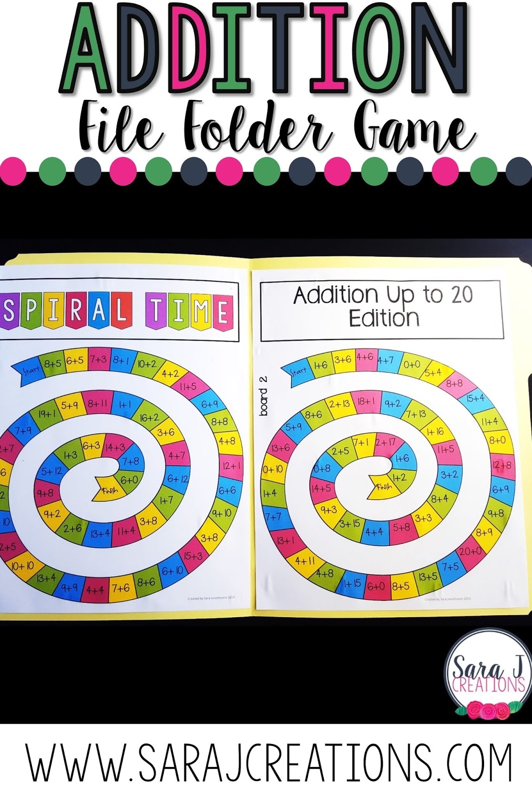 free printable addition file folder games