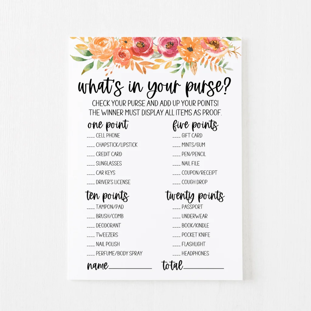What s In Your Purse Game Free Printable Modern MOH