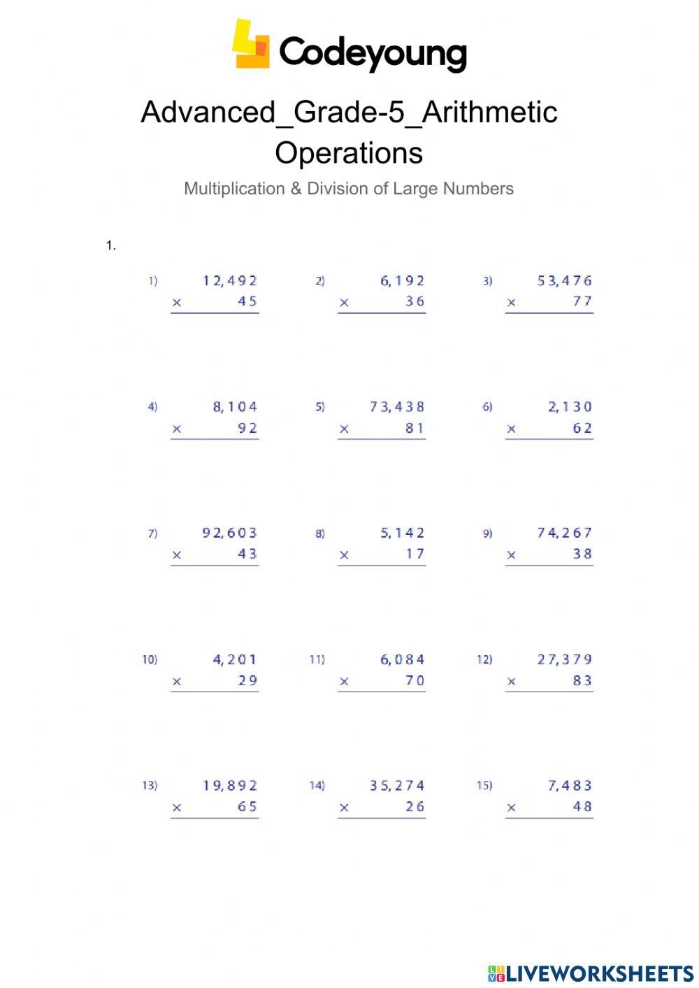 Advanced Multiplication amp Division Of Large Numbers Worksheet Worksheets Library Advanced Multiplication amp Division Of Large Numbers Worksheet Worksheets Library