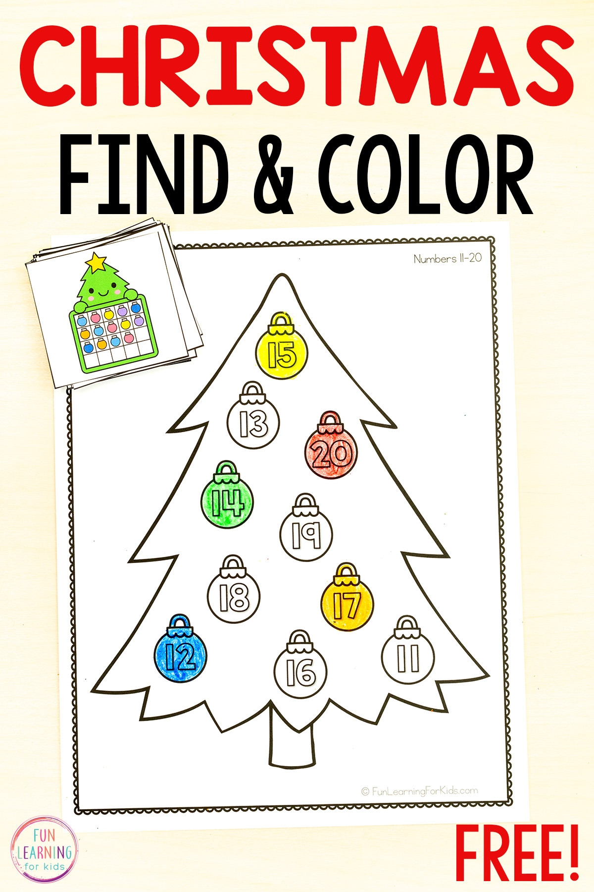 Christmas Tree Find And Color The Number Sheets