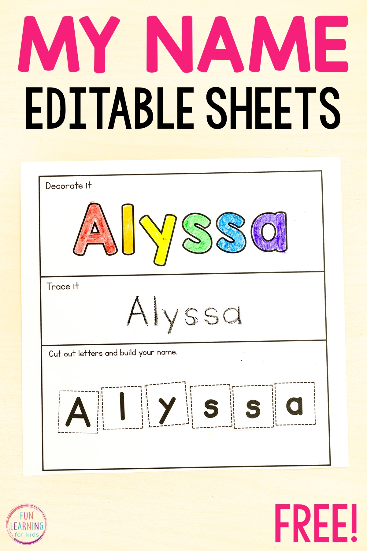 name tracing worksheets generator