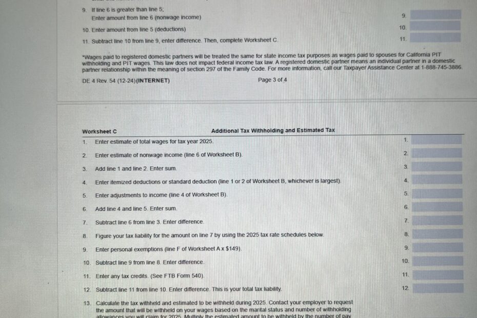 How Do I Fill Out WorksheetB And C For EDD Empliyee s Withholding Certificate Not Sure If This Is An IRS Or California Tax Form It s For My New Employer R tax